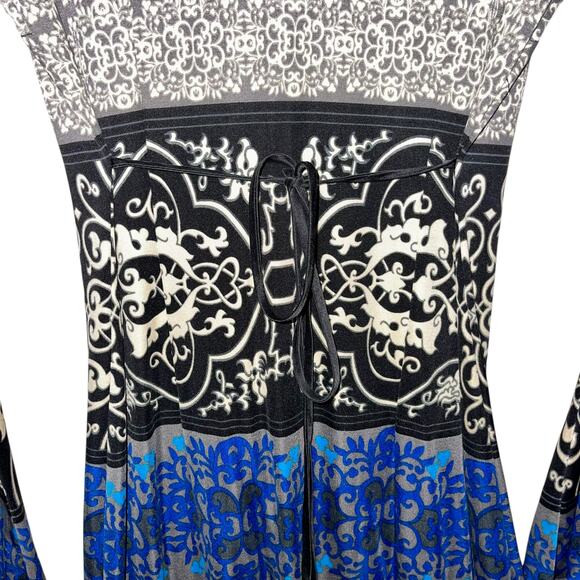 Hale Bob Silk Dress Velvet Burnout Bell Sleeves - Picture 6 of 11